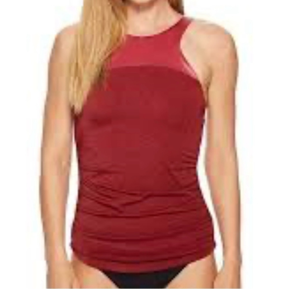 prAna Catrin Tankini and bikini bottom Crimson Red and brown Size Medium
